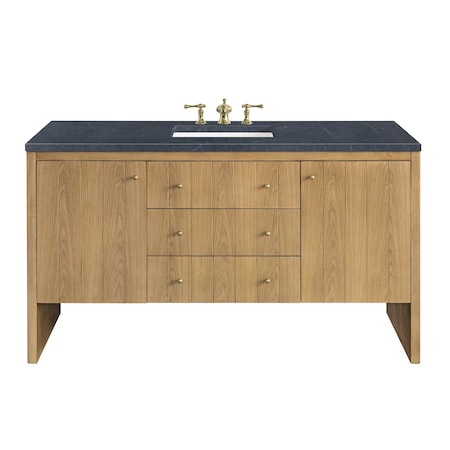 James Martin Vanities Hudson 60in Single Vanity, Light Natural Oak w/ 3 CM Charcoal Soapstone Top 435-V60S-LNO-3CSP